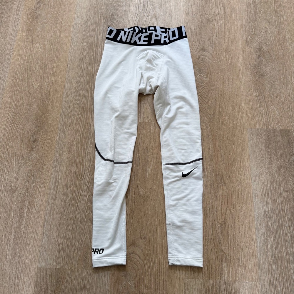 Nike Pro Hyperwarm Compression Tights Mens Small White‎ Leggings Baselayer